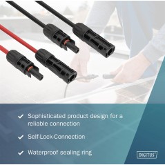 DIGITUS PROLUNGA CAVO SOLARE 10 M, 6 MM CONNESSIONE MC4, CAVO FV 1500 V DC, RESISTENTE AI RAGGI UV E ALLE INTEMPERIE, 2 CAVI, 1X