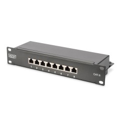 ARMADIO RACK 9 UNITA' 10 CON 1 RIPIANO, MULTIPRESA, SWITCH DI RETE 8 PORTE GIGABIT, PANNELLO PATCH 8 PORTE, 10" CAVI RETE GRIGIO