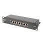 ARMADIO RACK 9 UNITA' 10 CON 1 RIPIANO, MULTIPRESA, SWITCH DI RETE 8 PORTE GIGABIT, PANNELLO PATCH 8 PORTE, 10" CAVI RETE GRIGIO