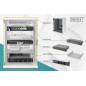 ARMADIO RACK 9 UNITA' 10 CON 1 RIPIANO, MULTIPRESA, SWITCH DI RETE 8 PORTE GIGABIT, PANNELLO PATCH 8 PORTE, 10" CAVI RETE GRIGIO