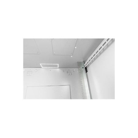 ARMADIO RACK 19" 7 UNITA' DA MURO (A)416 X (L)600 X PROFONDITA' 600 MM. COLORE GRIGIO PORTA VETRO