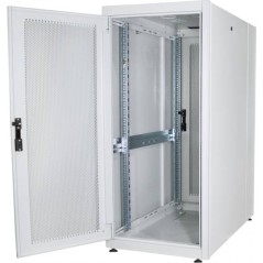 ARMADIO 26 UNITÀ 19" PER RETI E SERVER MISURE (A)1299 X (L)600 X (P)1000 MM. COLORE GRIGIO CHIARO PORTA TRAFORATA