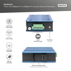 DIGITUS SWITCH POE DI RETE FAST ETHERNET A 4 PORTE, INDUSTRIALE, NON GESTITO, 1 COLLEGAMENTO SFP