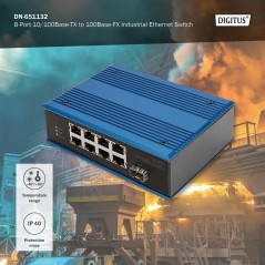 DIGITUS SWITCH DI RETE FAST ETHERNET A 8 PORTE, INDUSTRIALE, NON GESTITO, 1 UPLINK SFP