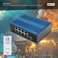 DIGITUS SWITCH POE INDUSTRIALE DA 8 PORTE 10/100BASE-TX(POE) A 100BASE-FX