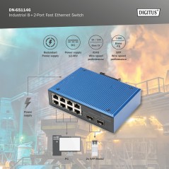 SWITCH FAST ETHERNET INDUSTRIALE A 8+2 PORTE