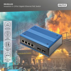 SWITCH GIGABIT ETHERNET POE A 4+2 PORTE INDUSTRIALE