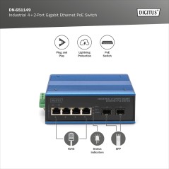 SWITCH GIGABIT ETHERNET POE A 4+2 PORTE INDUSTRIALE