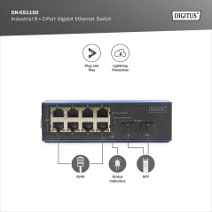 SWITCH GIGABIT ETHERNET INDUSTRIALE A 8+2 PORTE