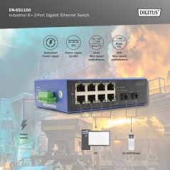 SWITCH GIGABIT ETHERNET INDUSTRIALE A 8+2 PORTE