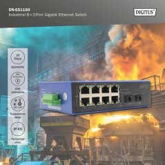 SWITCH GIGABIT ETHERNET INDUSTRIALE A 8+2 PORTE