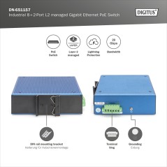 DIGITUS SWITCH INDUSTRIALE GIGABIT ETHERNET POE GESTITO A 8+2 PORTE L2