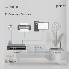 SWITCH GIGABIT A 8 PORTE, DESKTOP, NON GESTITO, ALLOGGIAMENTO IN METALLO