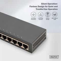 SWITCH GIGABIT A 8 PORTE, DESKTOP, NON GESTITO, ALLOGGIAMENTO IN METALLO