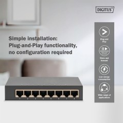SWITCH GIGABIT A 8 PORTE, DESKTOP, NON GESTITO, ALLOGGIAMENTO IN METALLO