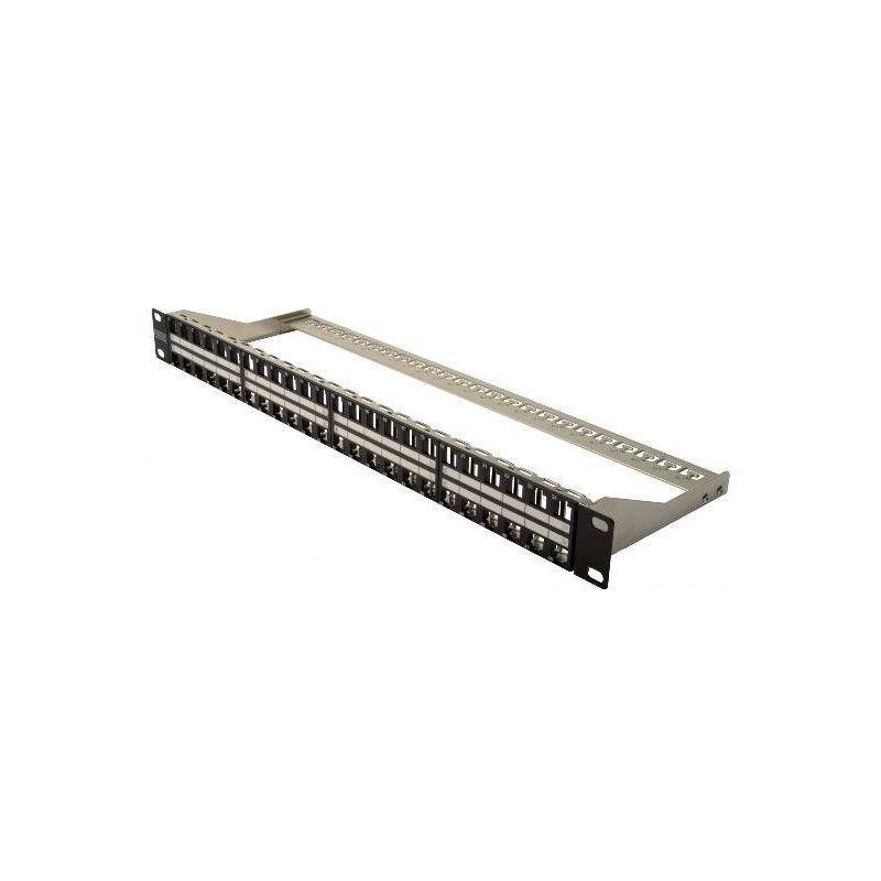 PANNELLO PATCH 19" 48 PORTE PER CONNETTORI KEYSTONE (VUOTO) 1 UNITA' SCHERMATO COLORE NERO