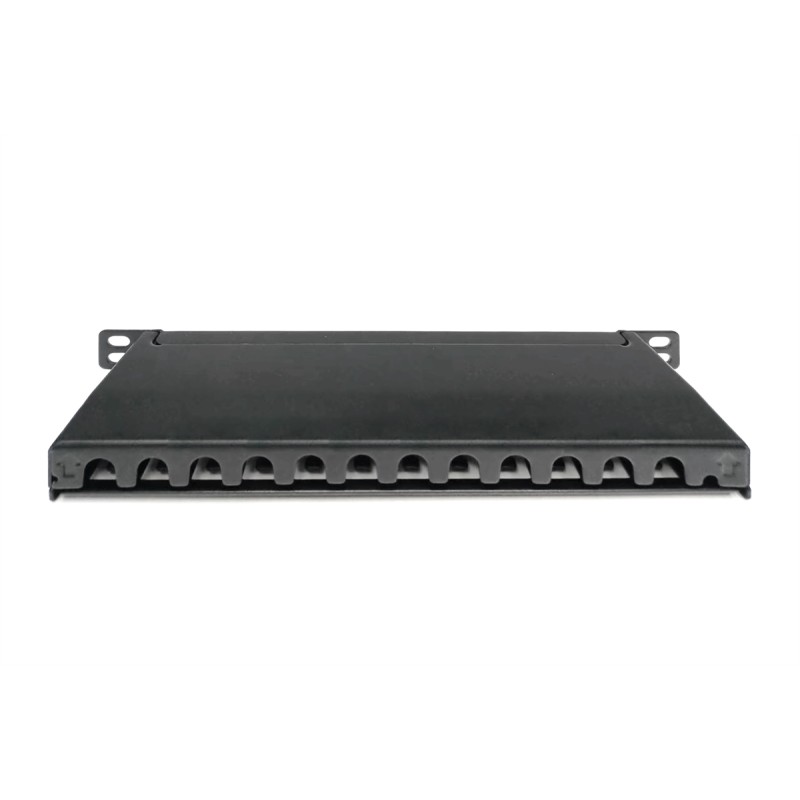 PANNELLO PATCH SOTTILE CAT.6A, SCHERMATO, 12 PORTE, 0,5 U, 10", NERO