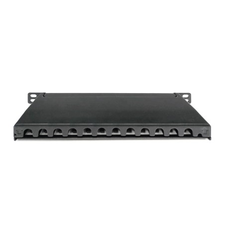 PANNELLO PATCH SOTTILE CAT.6A, SCHERMATO, 12 PORTE, 0,5 U, 10", NERO