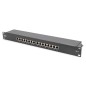 PANNELLO PATCH 19" SCHERMATO 16 PORTE 8 POLI RJ45 PER RETI CATEGORIA 6 - 1 UNITA' NERO