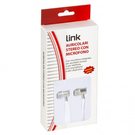 *AURICOLARI CON MICROFONO, PLUG 3,5 MM, CAVO MT 1,2 PIATTO CAVO IN TELA COLORE BIANCO, CUFFIE ARGENTO