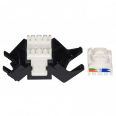 PRESA RETE KEYSTONE JACK RJ45 CATEGORIA 5E UTP TOOLESS COLORE NERO 180° CONTATTI DORATI 50 MICRON