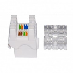 PRESA RETE KEYSTONE JACK RJ45 CATEGORIA 5E UTP COLORE BIANCO 180° CONTATTI DORATI 50 MICRON