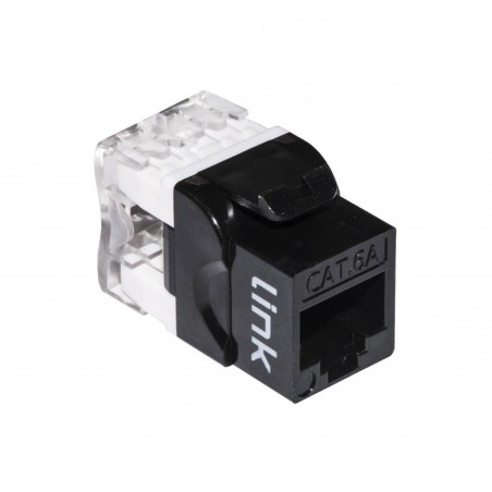 PRESA RETE KEYSTONE JACK RJ45 CATEGORIA 6A UTP COLORE NERO 180° CONTATTI DORATI 50 MICRON