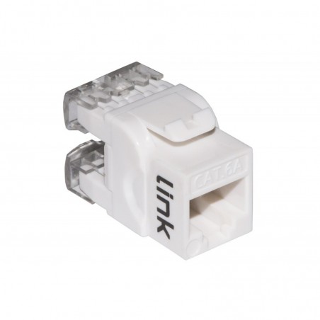 PRESA RETE KEYSTONE JACK RJ45 CATEGORIA 6A UTP COLORE BIANCO 180° CONTATTI DORATI 50 MICRON