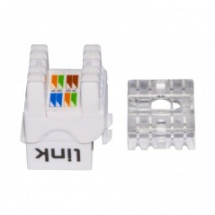 PRESA RETE KEYSTONE JACK RJ45 CATEGORIA 6A UTP COLORE BIANCO 180° CONTATTI DORATI 50 MICRON