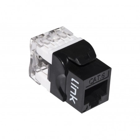 PRESA RETE KEYSTONE JACK RJ45 CATEGORIA 6 UTP COLORE NERO 180° CONTATTI DORATI 50 MICRON