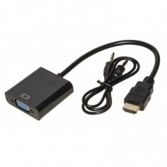 ADATTATORE HDMI® TIPO A MASCHIO A VGA FEMMINA CON PRESA AUDIO STEREO 3,5 MM