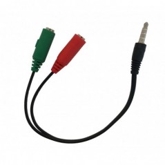 SDOPPIATORE AUDIO PER CUFFIE E MICROFONO CON DOPPIO CONNETTORE AUDIO 3,5MM SU SINGOLO CONNETTORE  AUDIO 3,5MM SMARTPHONE