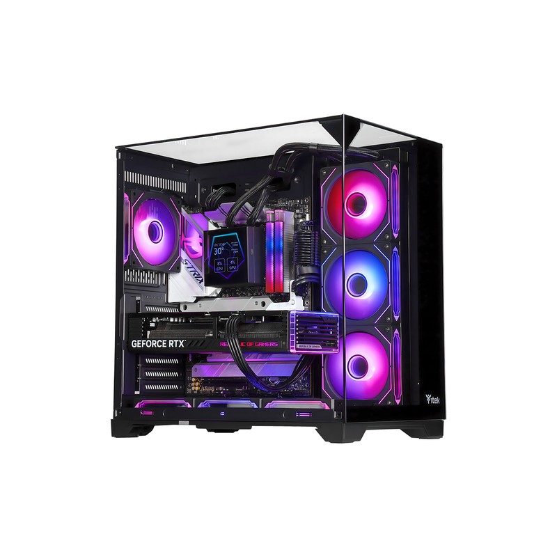 ITEK CASE DARK CAVE PANO - GAMING TOWER, ATX, 4X12CM ARGB FAN, 2XUSB3, TYPE-C, TEMP GLASS TOP, SID