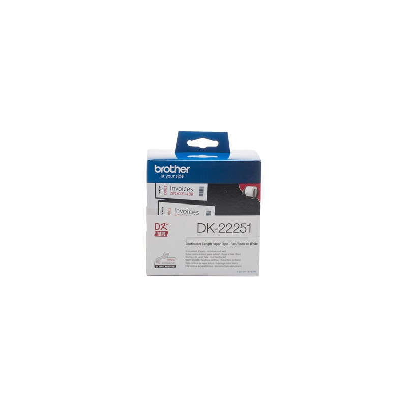 BROTHER DK-22251 CARTA A MODULO CONTINUO ETICHETTE 1 ROTOLO NERO/ROSSO SU BIANCO