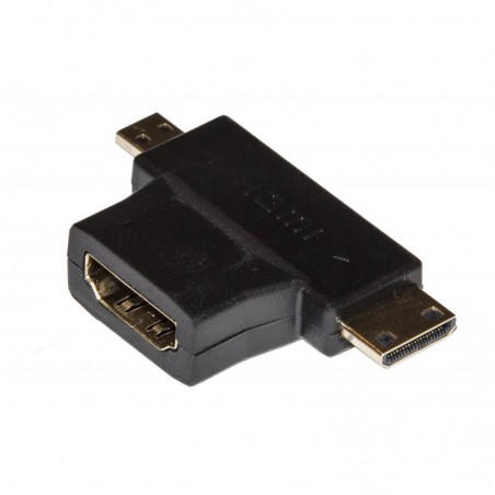 ADATTATORE HDMI FEMMINA A MINI HDMI MASCHIO + MICRO HDMI MASCHIO