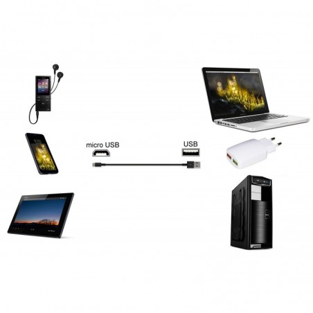 CAVO USB 2.0 - MICRO USB B IN RAME PER RICARICA E SCAMBIO DATI SMARTPHONE E TABLET MT 3 COLORE NERO