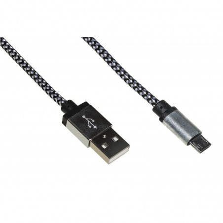 *CAVO MICRO USB MT 1 GUAINA INTRECCIATA COLORE ARGENTO/NERO