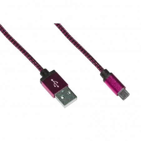 *CAVO MICRO USB MT 1 GUAINA INTRECCIATA COLORE ROSA/NERO