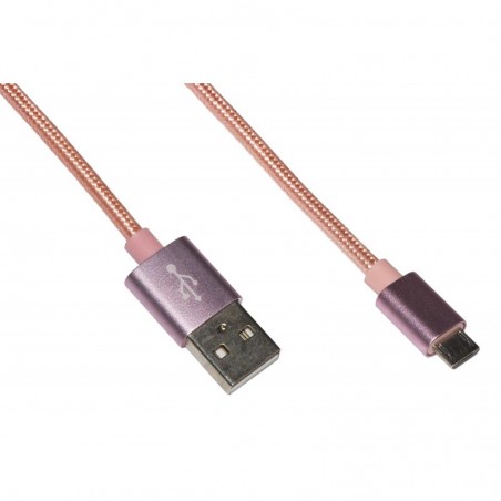 *CAVO MICRO USB MT 1 GUAINA INTRECCIATA NYLON COLORE ROSA