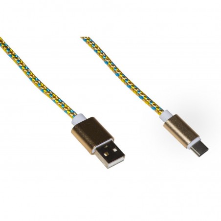 *CAVO USB-C MT 1 GUAINA INTRECCIATA COLORE ORO/AZZURRO