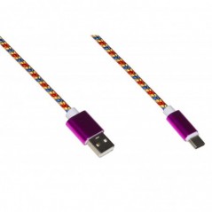 *CAVO USB-C MT 1 GUAINA INTRECCIATA COLORE VERMIGLIO/ORO/BLU