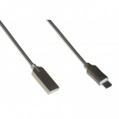 *CAVO MICRO USB MT 1 GUAINA ZINCO ALLUMINIO COLORE ARGENTO CONNETTORE SCHERMATO