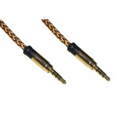 *CAVO AUDIO JACK 3,5 MM MASCHIO/MASCHIO GUAINA INTRECCIATA NYLON MT 1,20 COLORE GIALLO/NERO 4 POLI