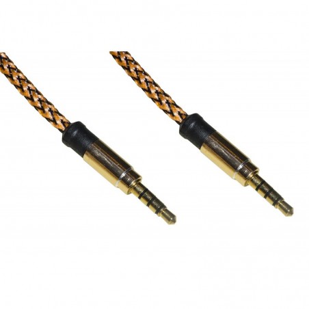 *CAVO AUDIO JACK 3,5 MM MASCHIO/MASCHIO GUAINA INTRECCIATA NYLON MT 1,20 COLORE GIALLO/NERO 4 POLI