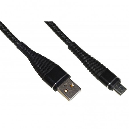 *CAVO MICRO USB MT 1 GUAINA INTRECCIATA CON PROTEZIONE FLESSIBILE SUL CONNETTORE COLORE NERO