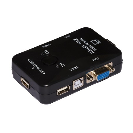 SWITCH KVM MANUALE PER 2 PERSONAL COMPUTER USB/VGA CON 1 MOUSE, 1 TASTIERA USB E 1 MONITOR VGA CON CAVI INCLUSI