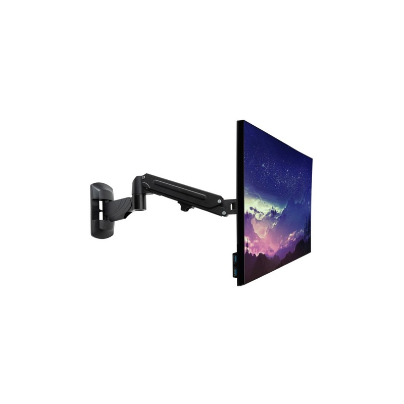 Supporto a parete per display con braccio a gas - Nero - Montaggio a parete di un singolo display co