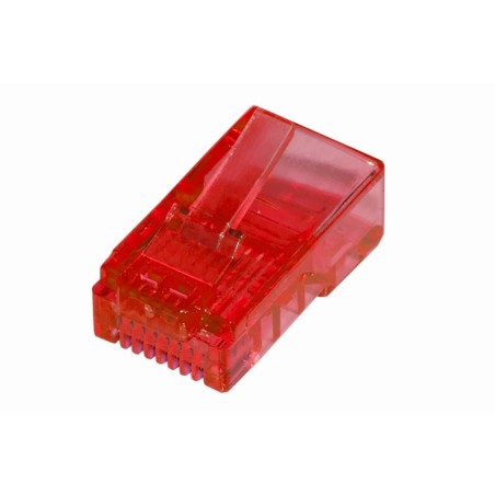 CONFEZIONE 100 CONNETTORI 8 POLI CAT 5E UTP NON SCHERMATO RJ45 ROSSO