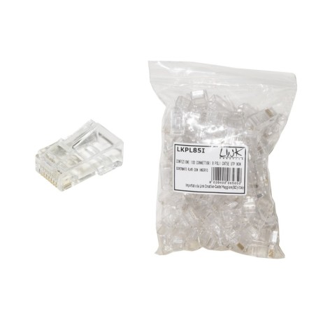 CONFEZIONE 100 CONNETTORI 8 POLI CAT 5E UTP NON SCHERMATO RJ45 CON INSERTO PER CAVO FLESSIBILE