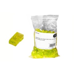 CONFEZIONE 100 CONNETTORI 8 POLI CAT 5E UTP NON SCHERMATO RJ45 GIALLO PER CAVO FLESSIBILE